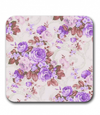 ที่รองแก้วน้ำ Purple flora pattern MDF Square coaster